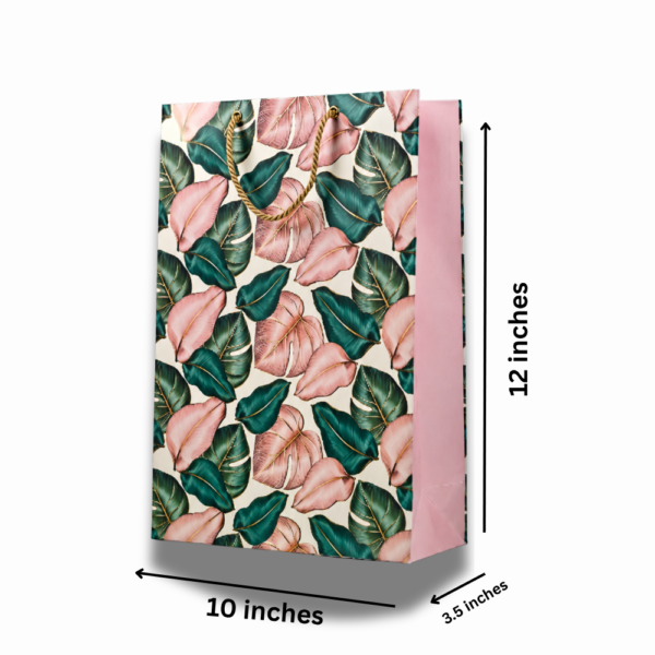 Tropical Leaves Gift Bag - Pink & Teal Botanical Design