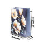 Elegant Floral Gift Bag – White & Yellow Flowers on Dark Blue