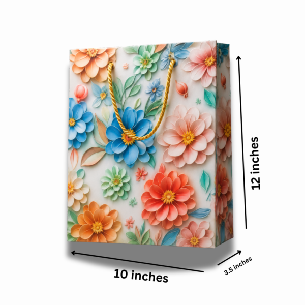 Premium Floral paper gift bag – 10x12x3.5 inches | 250 gsm | stylish & strong