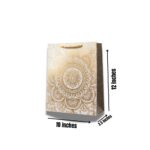 Premium Gold Foil Mandala Paper Gift Bag – 10x12x3.5 Inches | 250 GSM | Luxury Reusable Bag