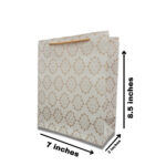 remium white paper bag featuring an elegant golden pattern Gift Bag with Rope Handles