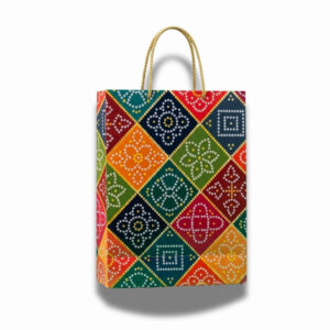 Large Ethnic Printed Paper Gift Bag with Rope Handle (12 × 16 × 5 Inch)