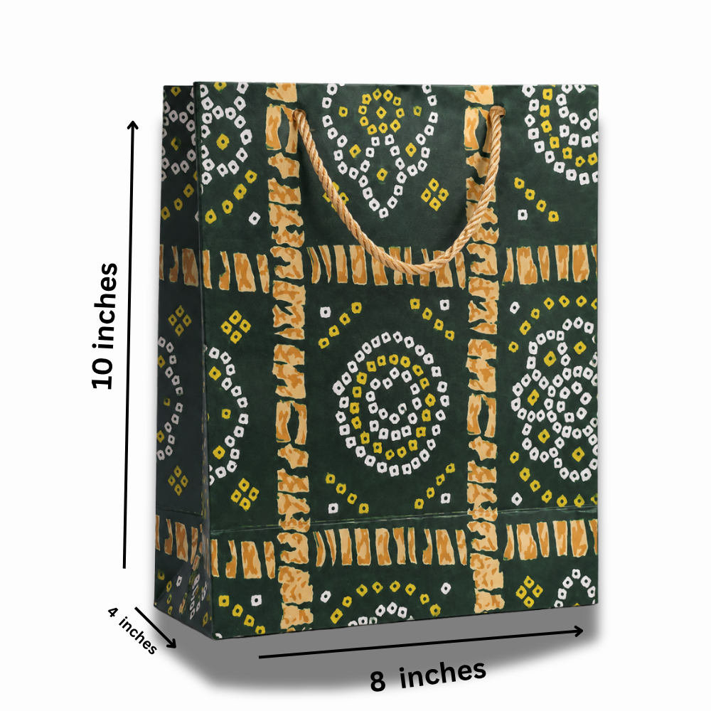 Traditional Printed Paper Carry Bag (8 × 10 × 4 Inch)