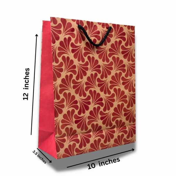 Brown Elegant Abstract Kraft Paper Gift Bag with Rope Handle (10 × 12 × 3.5 Inch)