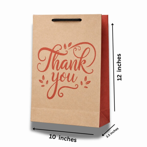 Brown Thank You Kraft Paper Bag with Rope Handle (10 × 14 × 4 Inch)